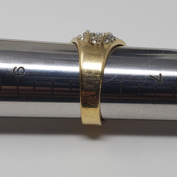 14K GE blue & clear crystal dome ring - Picture 5 of 10